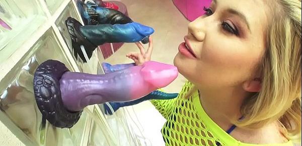  Teen Zelda Morrison at the BAM Sex Toy Wall of Dildos